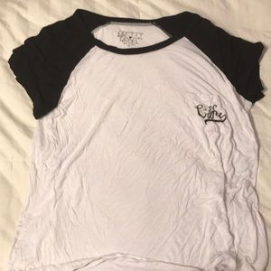 Coffee white and black baseball tee